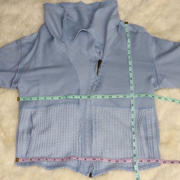 Retail $128 💗Free People Hazel Zip-front Cardigan Size XL Corsican Sea Blue - Picture 3 of 7
